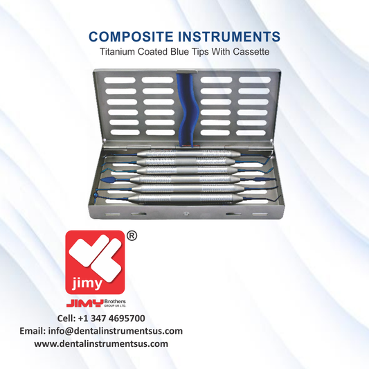 Composite Instruments Set of 6 Pcs Blue Titanium Coated with Cassette