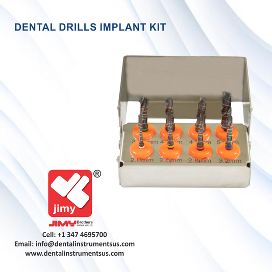 Dental Drills Implant Kit of 8 Pcs Black Coated